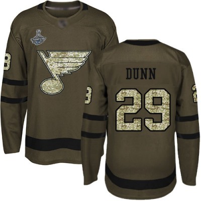 Adidas St. Louis Blues #29 Vince Dunn Green Salute to Service Stanley Cup Champions Stitched NHL Jersey